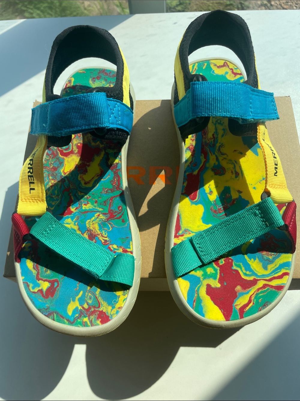 Merrell Kids Colorful Strap Sandals - Teal, Yellow & Red